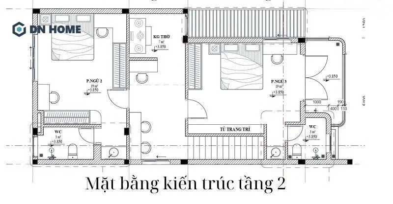 Mặt bằng kiến trúc tầng 2