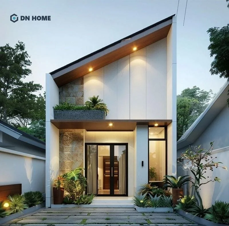 Mái lệch giúp căn nhà cấp 4 trông cao và thoáng hơn