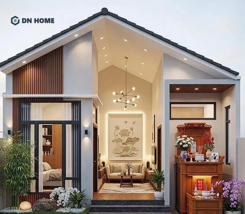 Không gian thờ được đặt tại mặt tiền của ngôi nhà