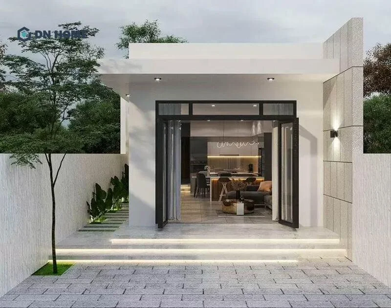 Thiết kế nhà cấp 4 2 phòng ngủ 5x12 mái bằng