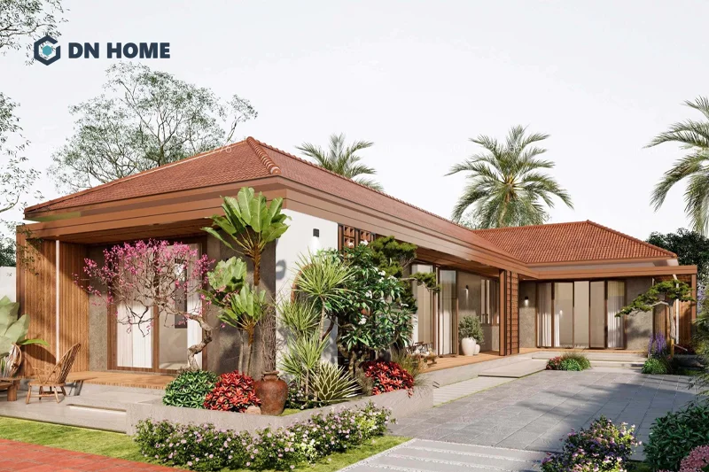 Nhà cấp 4 chữ L 1 phòng thờ, 3 phòng ngủ là lựa chọn lý tưởng cho gia đình đề cao việc thờ phụng