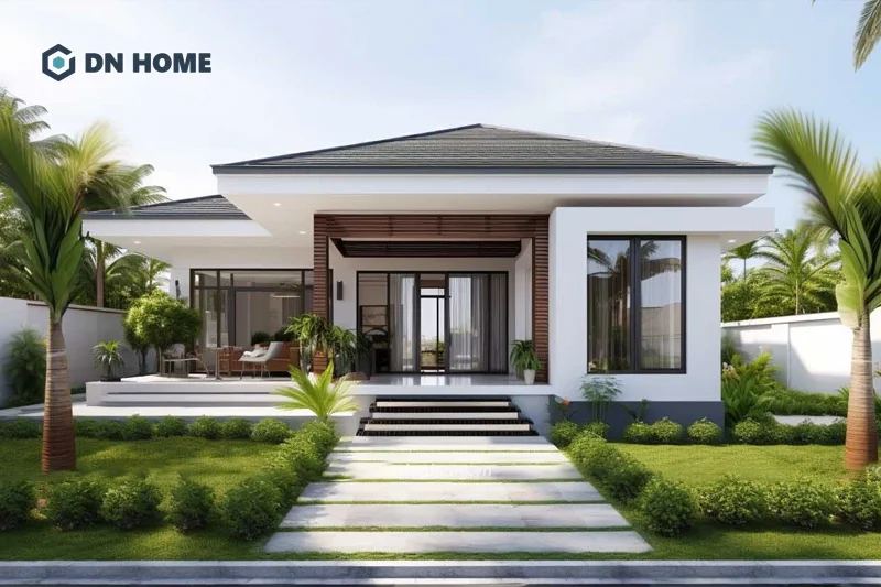 Không gian mở luôn được ưu tiên áp dụng khi thiết kế nhà cấp 4 chữ L 1 phòng khách, 3 phòng ngủ