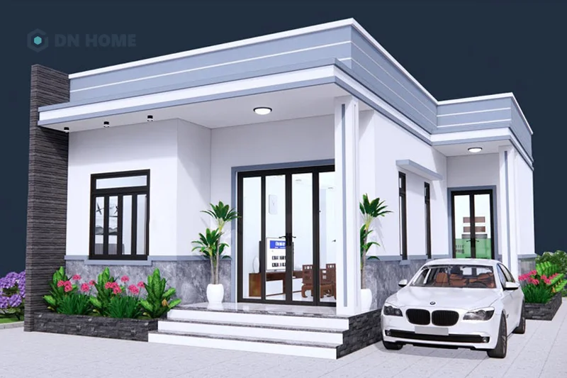 Nhà chữ L cấp 4 thiết kế theo phong cách tối giản có đặc trưng sử dụng đường nét tinh gọn