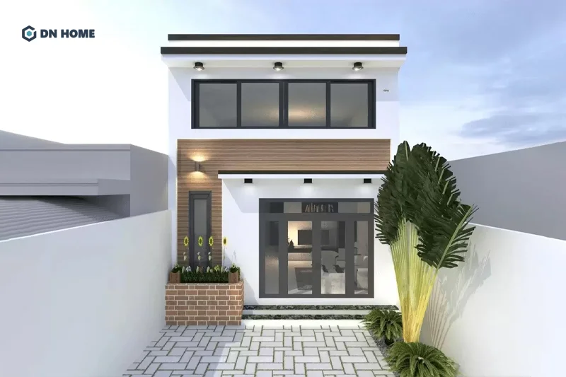 Nhà cấp 4 mái bằng có gác lửng giúp mặt tiền ngôi nhà trông cao ráo và đẹp hơn