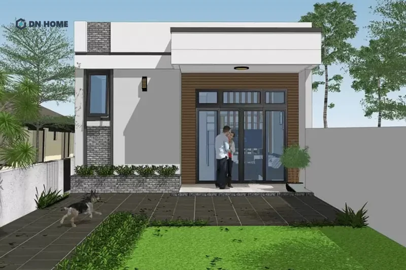 Nhà cấp 3 mái bằng nông thôn 3 phòng ngủ được ưa chuộng bởi thiết kế đơn giản, gần gũi thiên nhiên