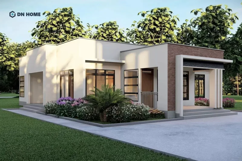 Nhà cấp 4 mái bằng hình chữ L 3 phòng ngủ là mẫu nhà phổ biến ở thành thị lẫn nông thôn