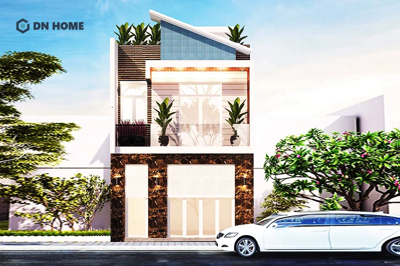 Ưu điểm của kiểu mái lệch là giúp thoát nước hiệu quả, nâng cao độ bền đẹp của công trình