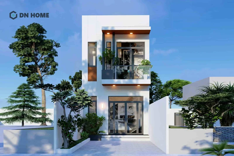 Không gian sân vườn phía trước giúp nhà ống 2 tầng trở nên thoáng đãng, rộng rãi hơn