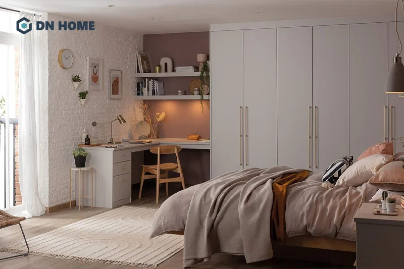 Với những căn hộ nhỏ, tích hợp phòng làm việc trong phòng ngủ là lựa chọn lý tưởng để tối ưu diện tích