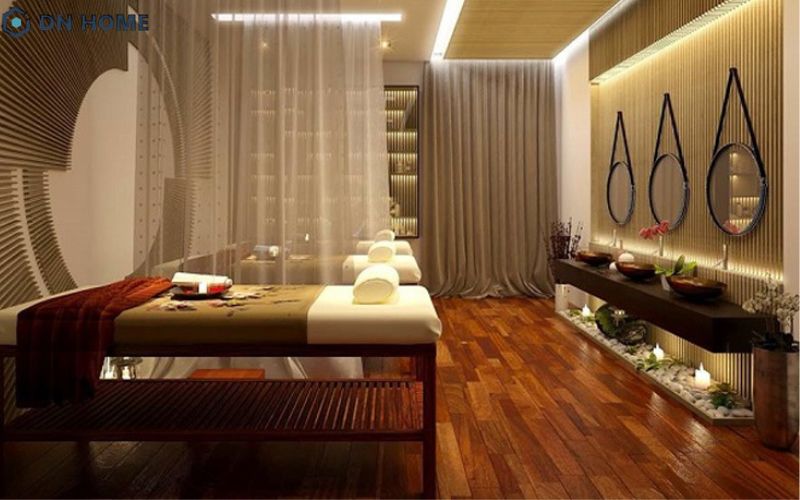 Phòng trị liệu nên bố trí thêm rèm giữa mỗi giường để đảm bảo sự riêng tư cho khách hàng