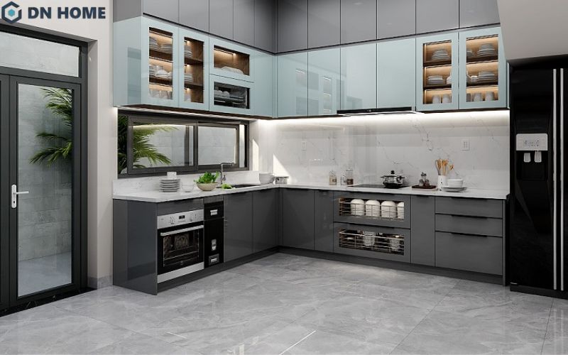 Hệ tủ bếp Inox nổi bật với ưu điểm chống ẩm, dễ vệ sinh