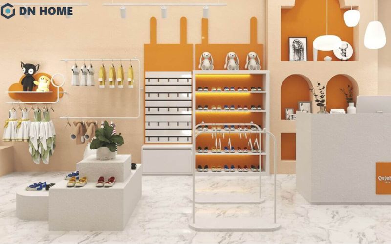 Thiết kế shop trẻ em theo phong cách tối giản giúp tối ưu diện tích hiệu quả