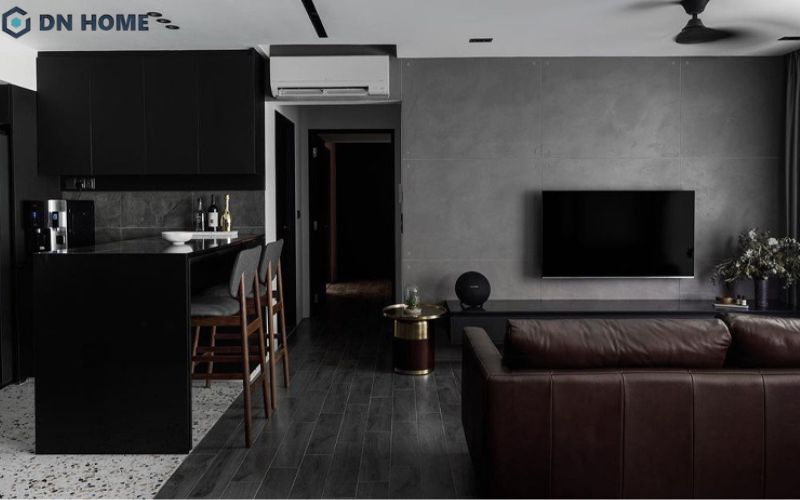 Sự tương phản giữa các vật liệu là vô cùng quan trọng trong không gian nội thất Dark Design để tránh cảm giác “phẳng lỳ”