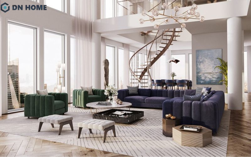 Phòng khách diện tích 46m2 thường được thiết kế trong những công trình nhà ở cao cấp, quy mô lớn
