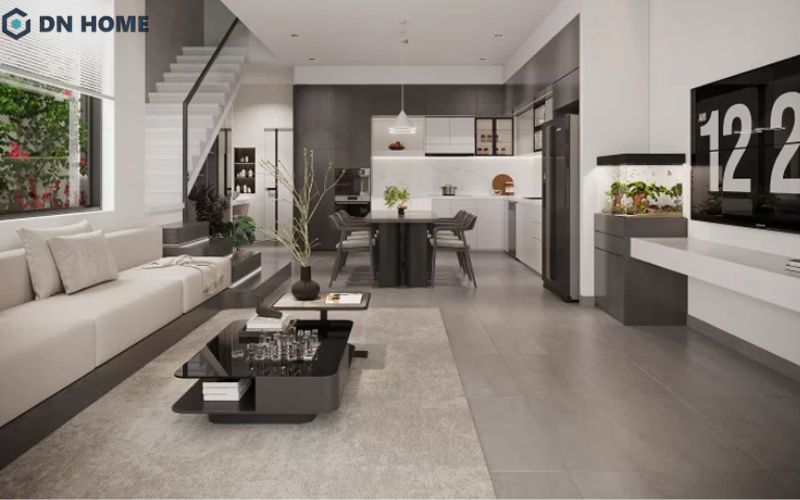 Ưu tiên sử dụng bộ sofa rộng rãi để tránh cảm giác trống trải trong không gian phòng khách 19m2