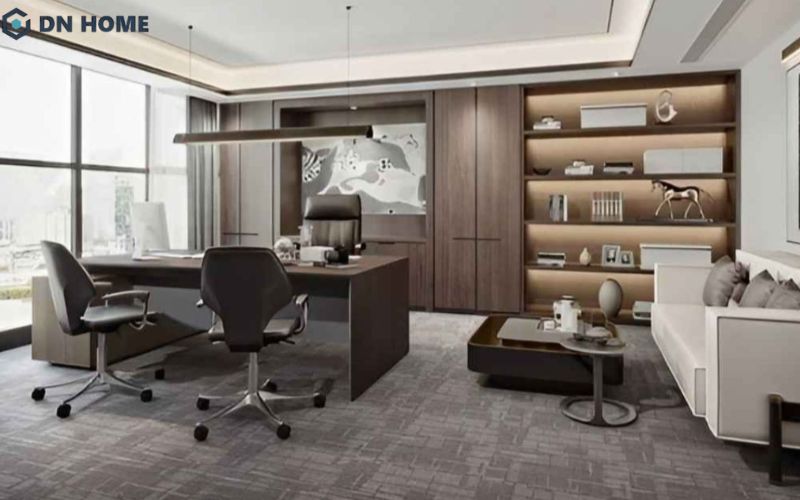 Bàn và ghế giám đốc được thiết kế hài hòa giữa công năng và thẩm mỹ