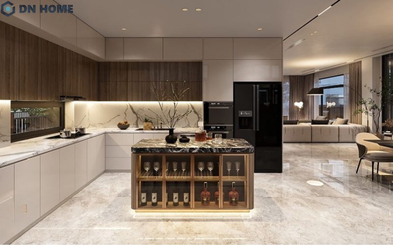 Ánh sáng tự nhiên và hệ thống chiếu sáng nên được kết hợp hài hoà nhằm tạo ra không gian bếp hiện đại, cuốn hút hơn