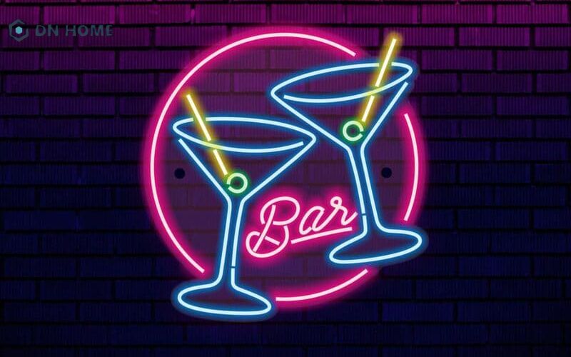 Mẫu bảng hiệu đèn led neon hình ly cocktail cho quán bar chill