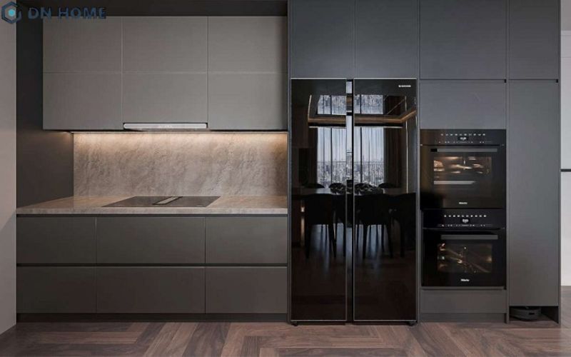 Với phần tường, gia chủ có thể lựa chọn các loại vật liệu như đá tự nhiên, đá thạch anh nhân tạo hoặc kính cường lực,...