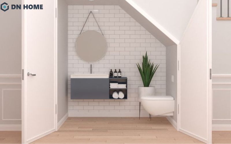 Nhà vệ sinh dưới gầm cầu thang cần đảm bảo có diện tích tối thiểu 2,5 - 3m2