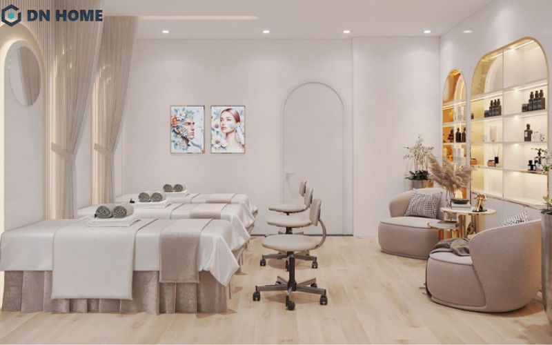 Gam màu sáng giúp spa tại nhà trong rộng rãi và thoáng đãng hơn