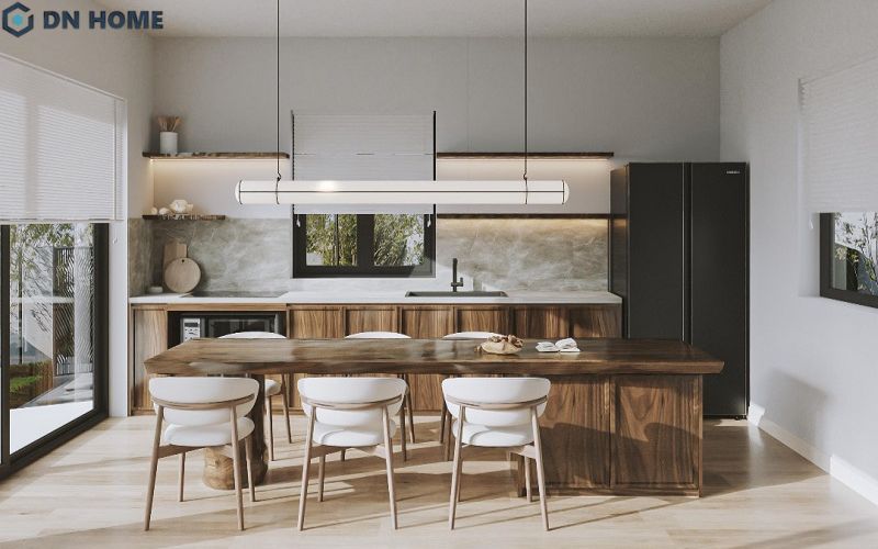 Thiết kế nội thất phòng bếp nhà cấp 4 hướng đến sự đơn giản nhưng vẫn đảm bảo thẩm mỹ và công năng sử dụng