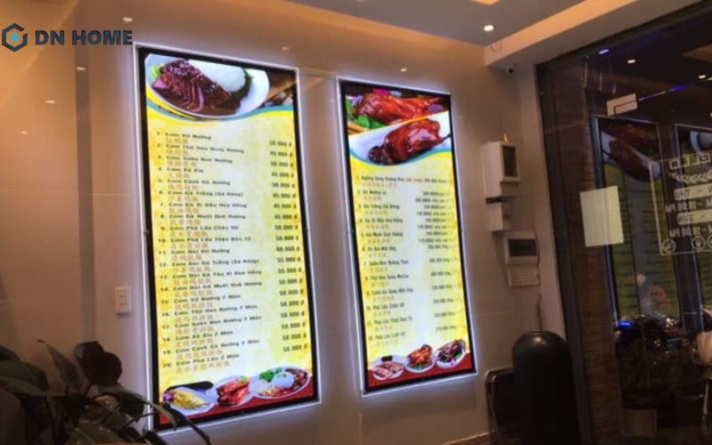 Thiết kế led siêu mỏng hiển thị menu cho nhà hàng
