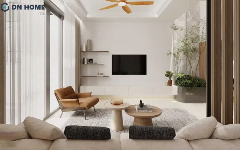 Phòng khách 17m2 cần tận dụng tối đa nguồn ánh sáng tự nhiên