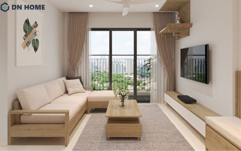 Phòng khách diện tích 22m2 dễ dàng bố trí nội thất đáp ứng cả công năng lẫn thẩm mỹ