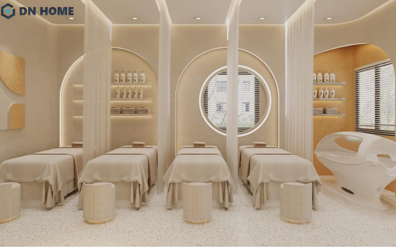 Cần thiết kế lấy sáng tự nhiên và bố trí hệ thống đèn trong không gian spa tại nhà hợp lý