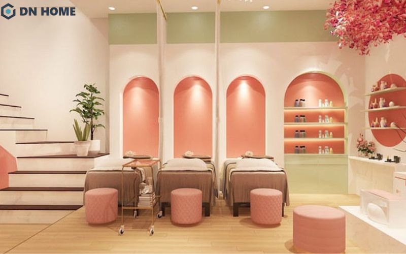 Mẫu spa tại nhà thiết kế ấn tượng với việc kết hợp màu sắc hài hòa, khéo léo