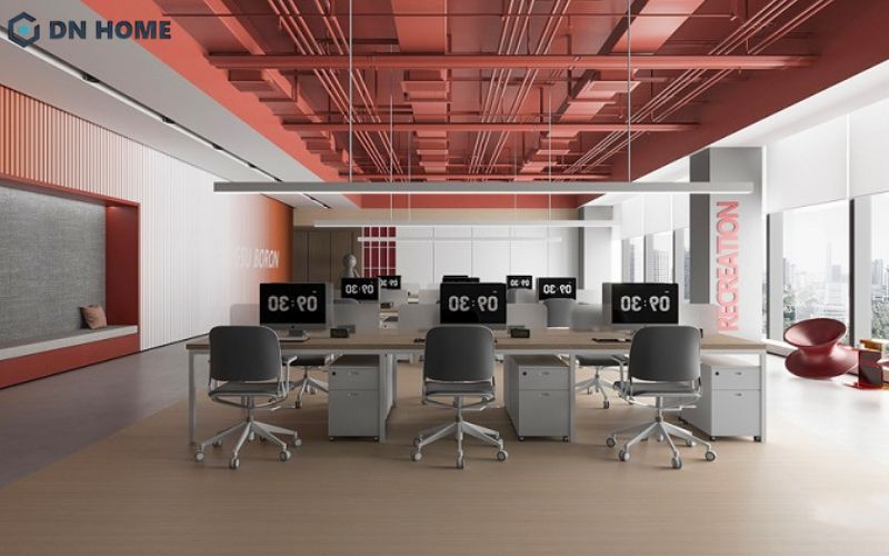 Mô phỏng văn phòng 3D thể hiện rõ bố cục, màu sắc, ánh sáng,... từ đó giúp doanh nghiệp dễ dàng hình dung không gian tương lai