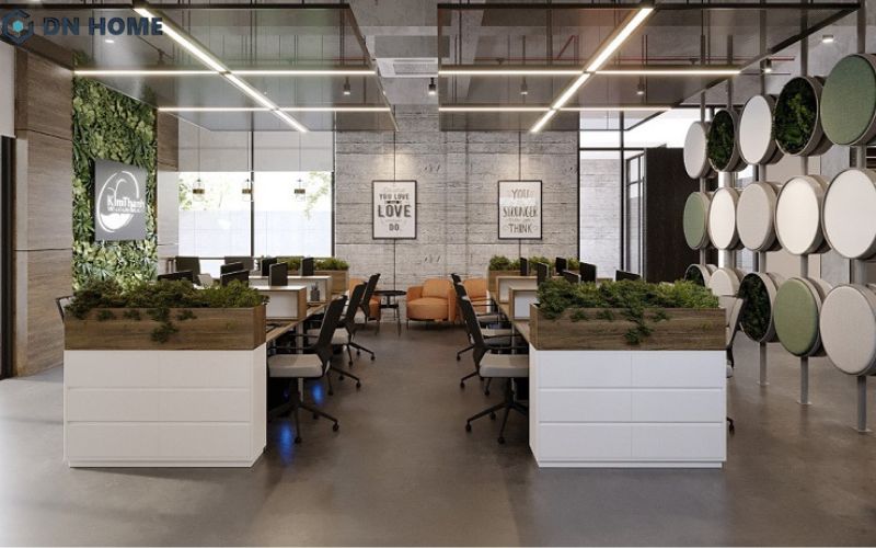 Thiết kế văn phòng 3D không gian mở, tạo sự thông thoáng và dễ dàng tương tác hơn trong quá trình làm việc