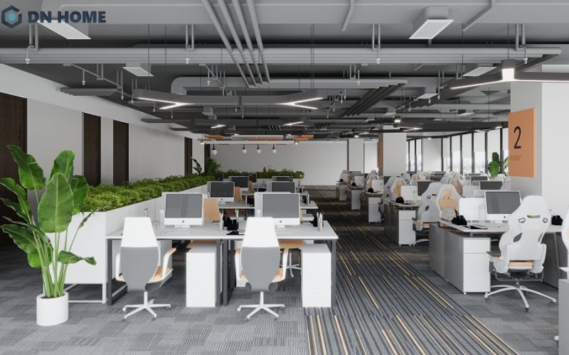 Thiết kế văn phòng 3D giúp khách hàng hình dung rõ về cách bố trí không gian, màu sắc, vật liệu được sử dụng