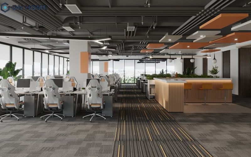 Diện tích lớn giúp văn phòng dễ dàng sở hữu thêm các khu vực phụ trợ như Pantry, phòng họp, lễ tân,...