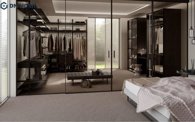 Phòng ngủ tích hợp cùng với không gian thay đồ cần có diện tích đủ rộng, từ 16-20m2 là tối thiểu