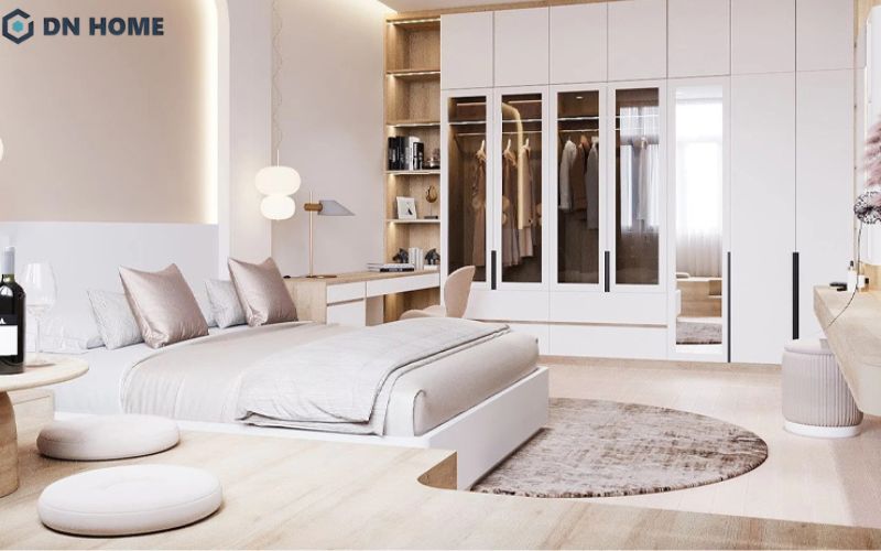 Mẫu phòng ngủ master diện tích 30m2 được thiết kế theo phong cách tối giản, nhẹ nhàng và thư giãn