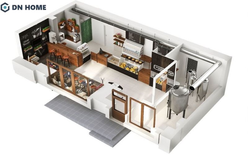 Bản vẽ thiết kế quán cafe phần nội thất trình bày chi tiết màu sắc, phong cách chủ đạo của không gian