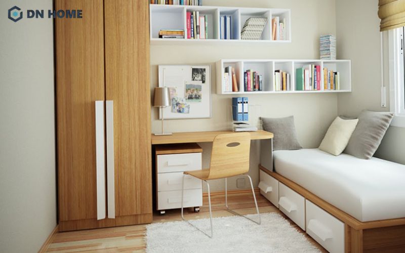 Bàn học kết hợp tủ lưu trữ giúp bé học tập và vui chơi thuận tiện