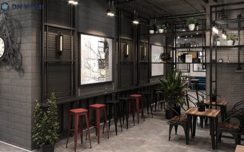 Thiết kế đèn phù hợp với không gian quán cafe, giúp tăng thêm điểm nhấn cho không gian