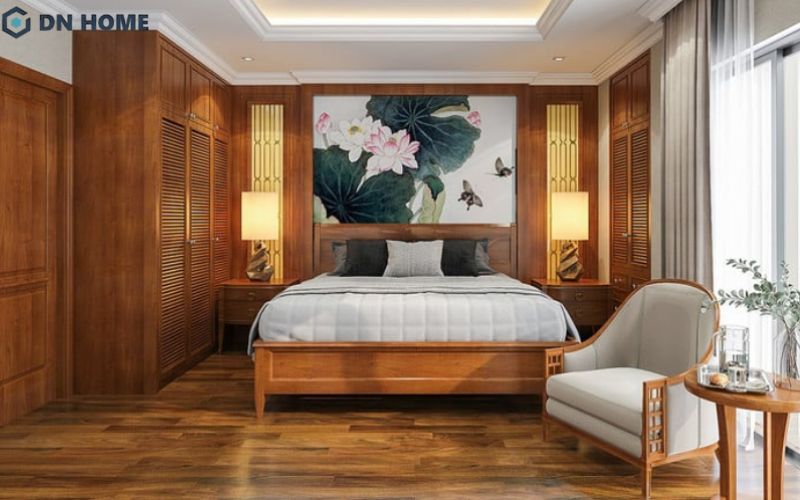 Sử dụng gỗ tự nhiên để tăng thêm điểm nhấn cho không gian phòng ngủ