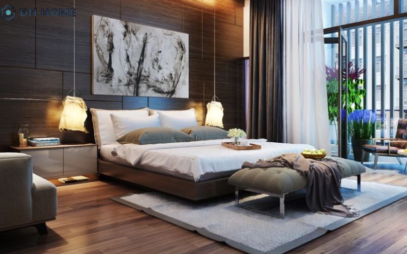 Ánh sáng và thiết bị điện tử được bố trí hợp lý giúp không gian nghỉ ngơi thoải mái hơn