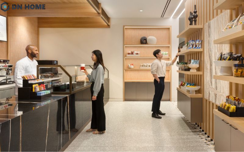 Không gian Healthy Cafeteria trong văn phòng Wellness giúp nhân viên duy trì sức khỏe tốt