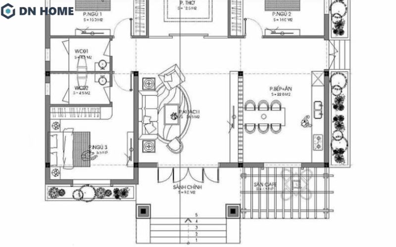 Mẫu bản vẽ nhà cấp 4 đẹp giúp tối ưu diện tích và bố trí phòng hợp lý