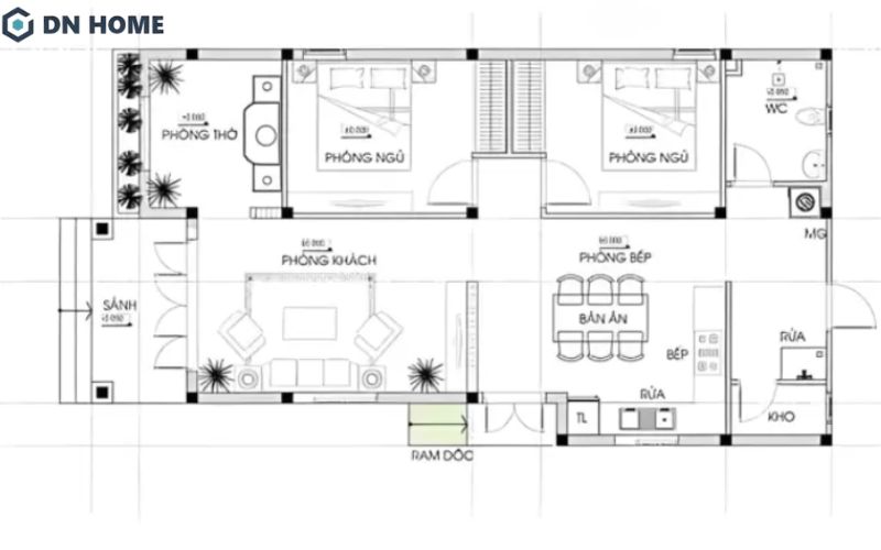 Bản vẽ nhà cấp 4 hiện đại giúp gia chủ hình dung rõ bố cục công trình