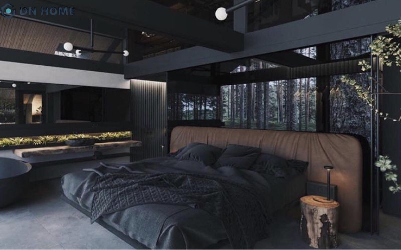 Cần bố trí một vài chi tiết làm điểm nhấn để tránh phòng ngủ Dark Design buồn trẻ, lạnh lẽo