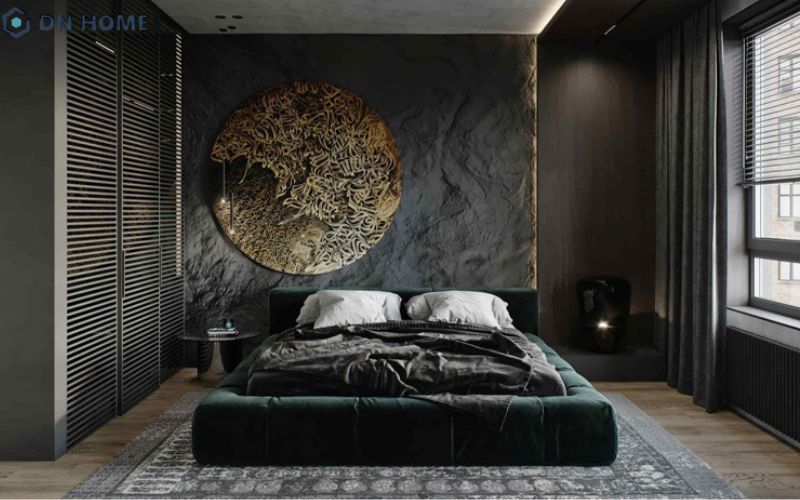 Các chất liệu nhung, da thường được sử dụng khi thiết kế không gian phòng ngủ phong cách Dark Design