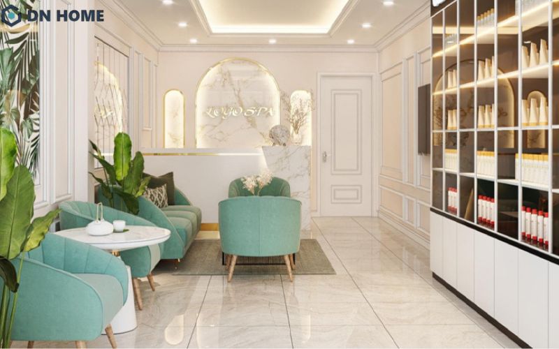 Cây xanh tạo điểm nhấn và cảm giác gần gũi, thoải mái cho khách hàng khi bước vào không gian spa