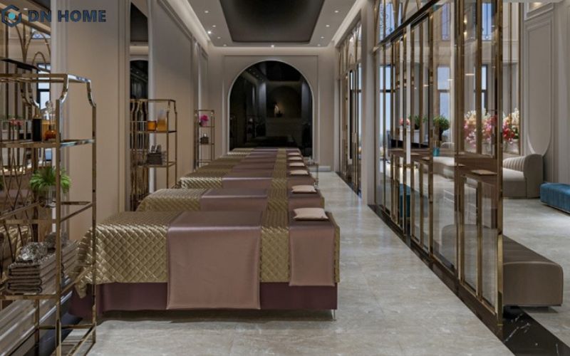 Gam màu trầm tối cũng được sử dụng phổ biến trong spa cao cấp để tạo cảm giác sang trọng