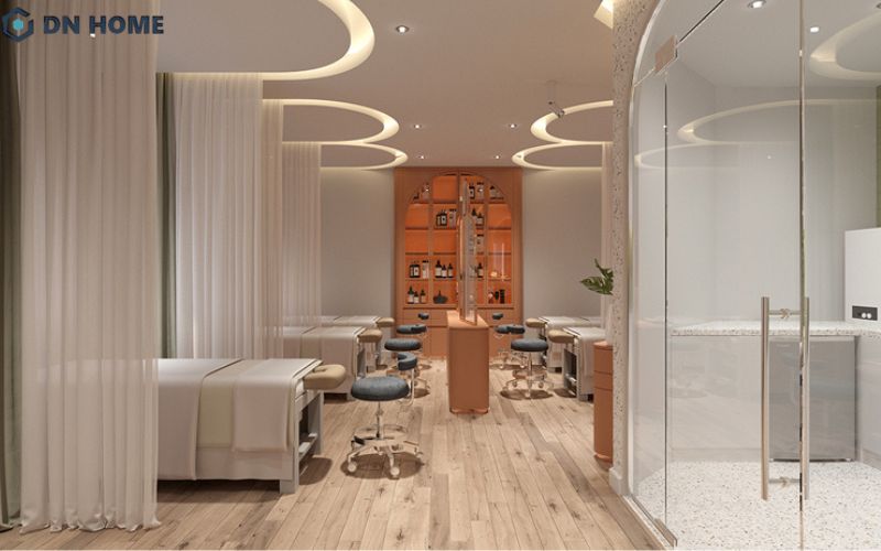 Các chất liệu cao cấp tạo nên không gian spa sang trọng, đẳng cấp